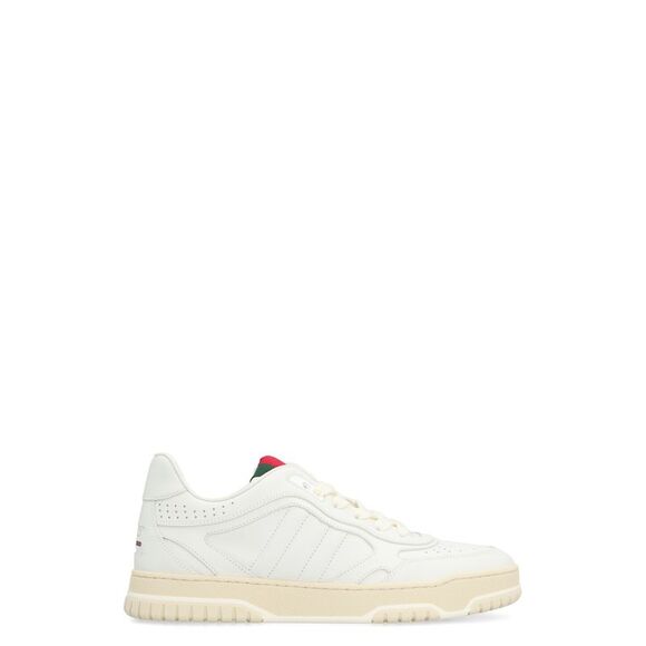 Re-Web Leather Sneakers with Lace-Up Closure Height